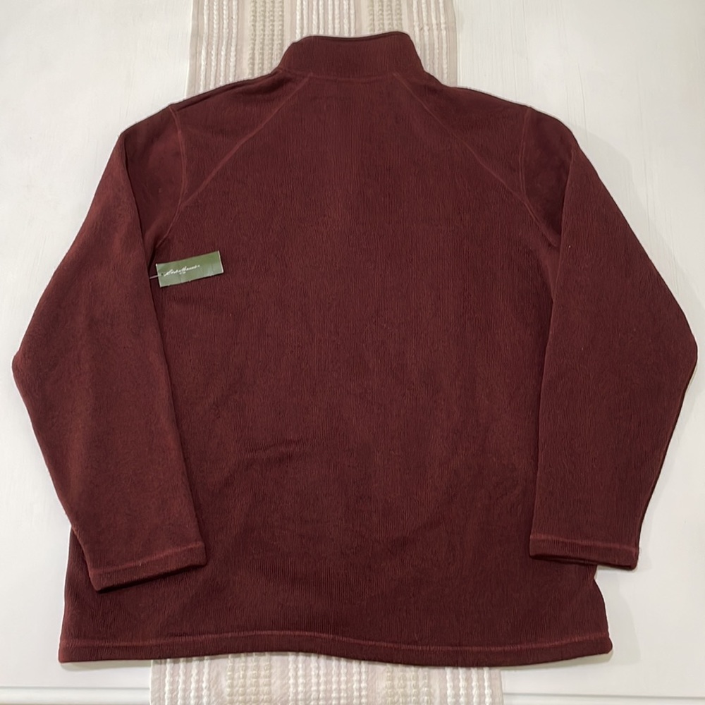 NWT Eddie Bauer quarter zip fleece sweater in maroon. 100% polyester. Men’s XL. - Picture 4 of 11